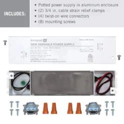 Dimmable 24V DC TRIAC LED Driver With Enclosure -Led accessories Shop 100W 24V Dimmable Power Supply with enclosure 861000 contents