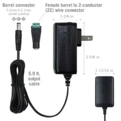 Wall Mount Power Supply Plug With Barrel & Terminal Connector 12V DC -Led accessories Shop 24W 12V Wall Mount Power Supply 813240 dimensions