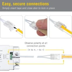 SureLock Pro 2 Pin LED Strip Light COB 48 In Wire Lead Connector -Led accessories Shop 2C 48in SureLock Pro Continuous White Wire Lead Connector 3pk 560900 easy