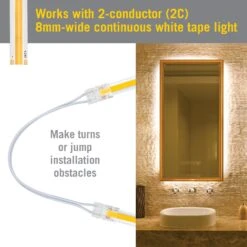 2 Pin COB LED Strip Light Tape To Tape Connector -Led accessories Shop 2C 6in Continuous White Tape to Tape Connector make turns