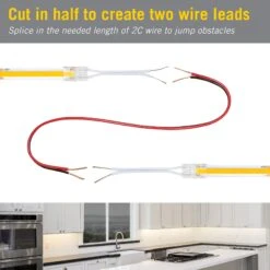 2 Pin COB LED Strip Light Tape To Tape Connector -Led accessories Shop 2C 6in Continuous White Tape to Tape Connector wire leads
