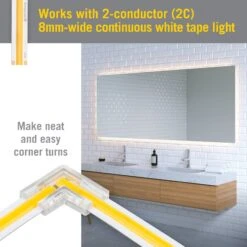 2 Pin LED Strip Light COB Corner Connector -Led accessories Shop 2C SureLock Pro Continuous White Corner Connector make turns