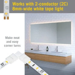 SureLock Pro 2 Pin LED Strip Light Tape To Tape Corner Connectors -Led accessories Shop 2C SureLock Pro Corner Connector make turns