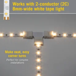 SureLock Pro 2 Pin LED Strip Light Tape To Tape T Connector -Led accessories Shop 2C SureLock Pro T Connector make turns