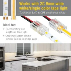 2 Pin LED Strip Light Wire To Tape Connectors 6 2 Pin LED Strip Light Wire To Tape Connectors -Led accessories Shop 2C SureLock Pro Wire to Tape Connector uses COB