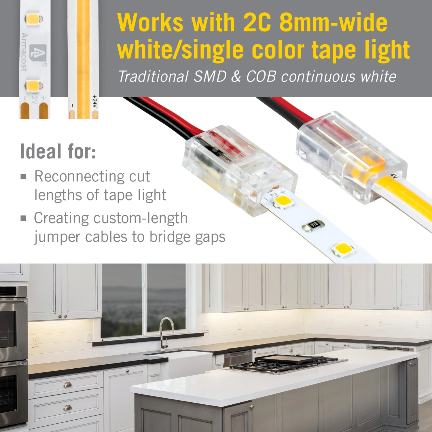 2 Pin LED Strip Light Wire To Tape Connectors 3 2 Pin LED Strip Light Wire To Tape Connectors - Image 3