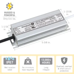Standard Indoor/Outdoor LED Driver 24V DC -Led accessories Shop 30W 24V Indoor Outdoor Power Supply 850300 dimensions