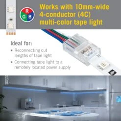 4 Pin LED Strip Light RGB Wire To Tape Connector -Led accessories Shop 4C SureLock Pro Wire to Tape Connector uses