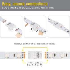 SureLock 4 Pin RGB LED Strip Light Tape To Tape Splice Connectors -Led accessories Shop 4C SureLock Tape to Tape Splice Connector how to