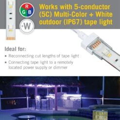 5 Pin IP67 Outdoor LED Strip Light RGB+W 12 In Wire Lead Connector 5 5 Pin IP67 Outdoor LED Strip Light RGB+W 12 In Wire Lead Connector -Led accessories Shop 5C 12in IP67 Wire Lead Connector uses