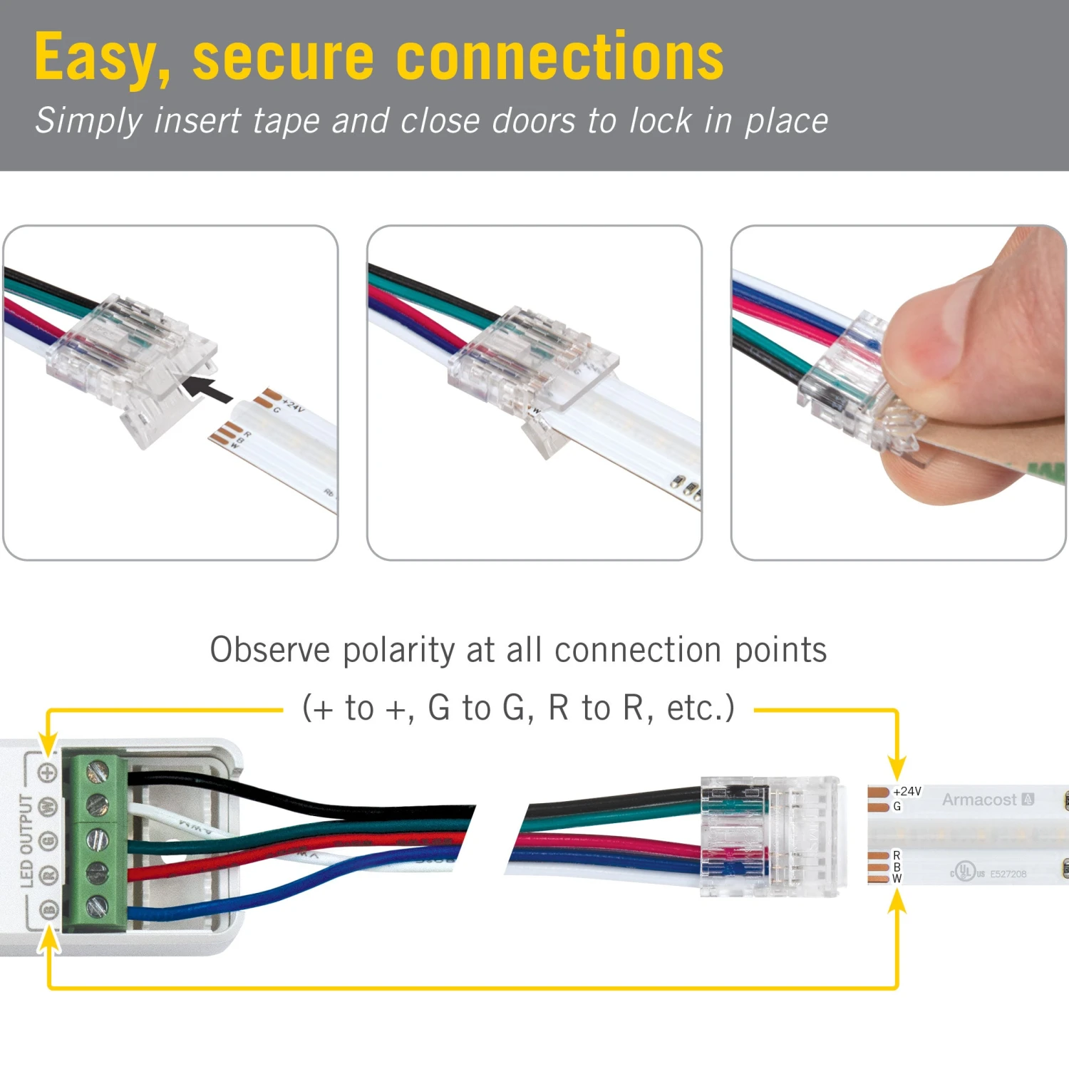5 Pin COB RGB+W 6" Tape To Tape LED Strip Light Connectors 4 5 Pin COB RGB+W 6" Tape To Tape LED Strip Light Connectors - Image 4