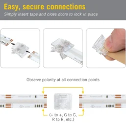 5 Pin COB RGB+W Tape To Tape Splice LED Strip Light Connectors -Led accessories Shop 5C Continuous Tape to Tape Splice Connector how to