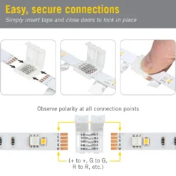 5 Pin RGB+W LED Strip Light Tape To Tape Splice Connectors -Led accessories Shop 5C Tape to Tape Splice Snap Connector 5pk 790720 how to