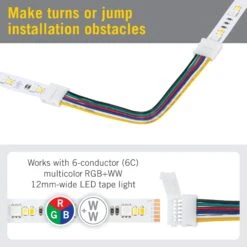 6 Pin RGB+WW LED Strip Light 6 In Tape To Tape Connector 7 6 Pin RGB+WW LED Strip Light 6 In Tape To Tape Connector -Led accessories Shop 6C 6in Tape to Tape Snap Connector make turns
