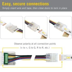 SureLock Pro 6 Pin RGB+WW LED Strip Light Tape To Wire Connector 5 SureLock Pro 6 Pin RGB+WW LED Strip Light Tape To Wire Connector -Led accessories Shop 6C SureLock Pro Wire to Tape Connector how to