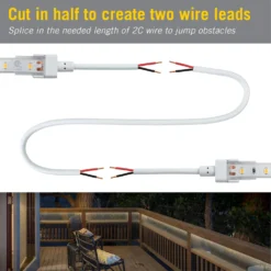 2 Pin IP67 Outdoor LED Strip Light Tape To Tape Connectors -Led accessories Shop 6in IP67 Tape to Tape Connector 2C 2pk 560740 cut in half