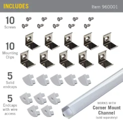 Mounting Accessory Packs For LED Tape Light Channels -Led accessories Shop Accessory Pack Corner Mount Channels 960001 contents
