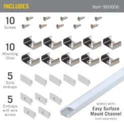 Mounting Accessory Packs For LED Tape Light Channels -Led accessories Shop Accessory Pack Easy Surface Mount Channels 960006 contents
