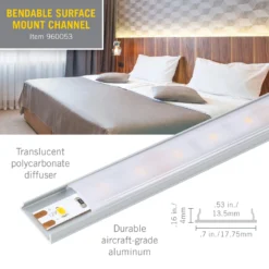 LED Tape Light Mounting Channel 25 LED Tape Light Mounting Channel -Led accessories Shop Bendable Channel Silver dimensions 960053