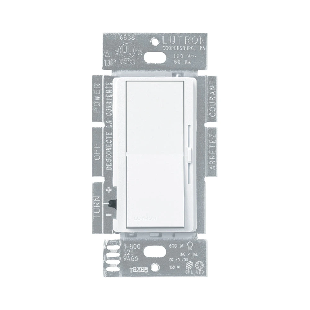 Lutron DVCL-153PR-WH Diva Single Pole Or 3-Way Dimmer Switch For LED Or CFL 1 Lutron DVCL-153PR-WH Diva Single Pole Or 3-Way Dimmer Switch For LED Or CFL