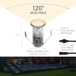 Portico White LED Outdoor Recessed Light -Led accessories Shop Portico 5 8 in 15mm Outdoor Recessed Light dimensions