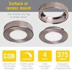 PureVue White Under Cabinet LED Puck Light -Led accessories Shop PureVue LED Puck Light specs 1800px