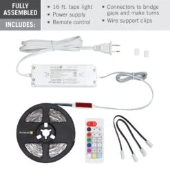 RibbonFlex Home 24V RGB+W Hardwire LED Strip Light Kit 9 RibbonFlex Home 24V RGB+W Hardwire LED Strip Light Kit -Led accessories Shop RFH RGB W Direct Wire Tape Light Kit 423511 contents