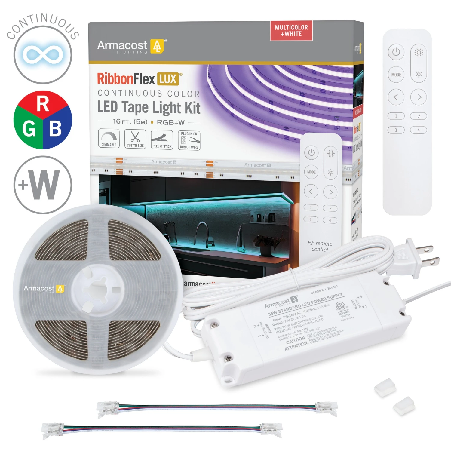 RibbonFlex LUX 24V RGB+W COB LED Strip Light Kit 1 RibbonFlex LUX 24V RGB+W COB LED Strip Light Kit