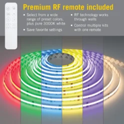 RibbonFlex LUX 24V RGB+W COB LED Strip Light Kit 10 RibbonFlex LUX 24V RGB+W COB LED Strip Light Kit -Led accessories Shop RFL Continuous RGB W Tape Light Kit 623500 remote