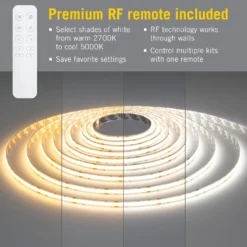 RibbonFlex LUX 24V White CCT COB LED Strip Light Kit -Led accessories Shop RFL Continuous Tunable White Tape Light Kit 427510 remote