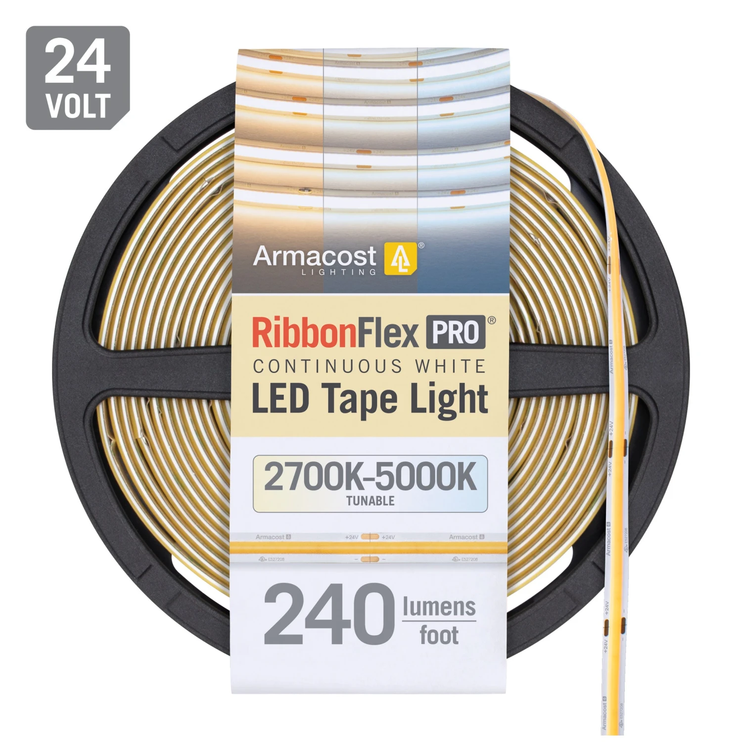 RibbonFlex Pro 24V Tunable White COB LED Strip Light Tape 2 RibbonFlex Pro 24V Tunable White COB LED Strip Light Tape - Image 2