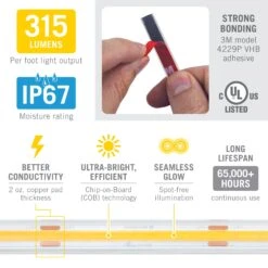 RibbonFlex Pro COB Outdoor LED Strip Lights 24V -Led accessories Shop RFP 24V Continuous White 315lm ft IP67 specs