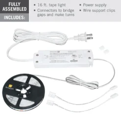RibbonFlex Home AC Dimmable White LED Strip Light Kit -Led accessories Shop RibbonFlex Home AC Dimmable White Tape Light Kit contents 474b2c18 88b3 4de5 856e 70431a8c84be
