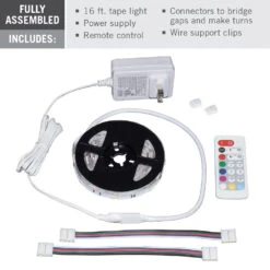 Front Page -Led accessories Shop RibbonFlex Home Multi Color White Tape Light Kit contents