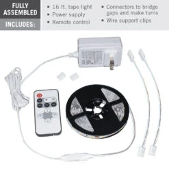 Front Page -Led accessories Shop RibbonFlex Home White Tape Light Kit contents