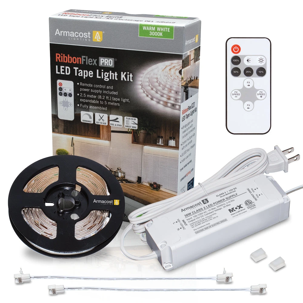 RibbonFlex Pro 12V 3000K Soft White LED Strip Light Kit 1 RibbonFlex Pro 12V 3000K Soft White LED Strip Light Kit