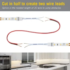 SureLock 2 Pin LED Strip Light Wire Lead Connector -Led accessories Shop SureLock 8in Tape to Tape Connector 2C cut in half