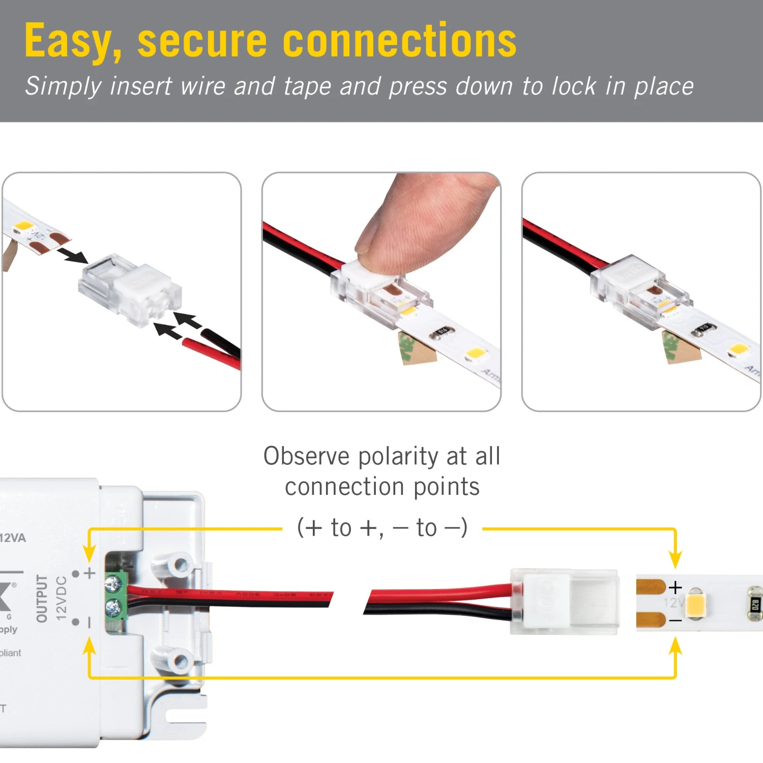 SureLock Pro 2 Pin Tape To Wire LED Strip Light Channel Connectors 2 SureLock Pro 2 Pin Tape To Wire LED Strip Light Channel Connectors - Image 2