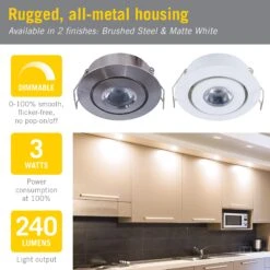 Swivel Recessed Under Cabinet LED Puck Light -Led accessories Shop Swivel Recessed LED Light finishes