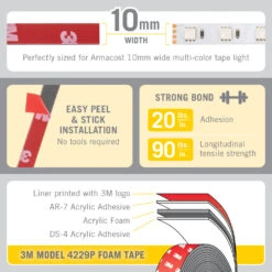 Tape Light Mounting Adhesive For LED Strip Lights -Led accessories Shop Tape Light Mounting Adhesive 10mm 10m 970040 specs