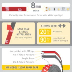 Tape Light Mounting Adhesive For LED Strip Lights -Led accessories Shop Tape Light Mounting Adhesive 8mm 10m 970030 specs