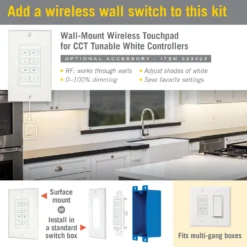RibbonFlex LUX 24V White CCT COB LED Strip Light Kit -Led accessories Shop Tunable White Touchpad 523423 for kit 1