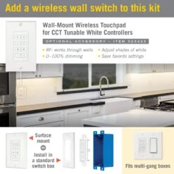 RibbonFlex Home 24V Tunable White CCT LED Strip Light Kit -Led accessories Shop Tunable White Touchpad 523423 for kit