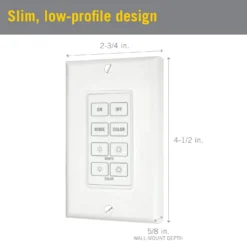 Wireless Light Switch For RGB+W LED Lights -Led accessories Shop Wall Mount Wireless Touchpad for RGB W Color Controllers 733220 dimensions
