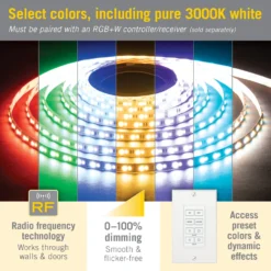 Wireless Light Switch For RGB+W LED Lights -Led accessories Shop Wall Mount Wireless Touchpad for RGB W Color Controllers 733220 features