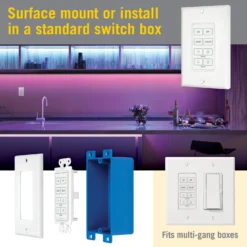 Wireless Light Switch For RGB+W LED Lights -Led accessories Shop Wall Mount Wireless Touchpad for RGB W Color Controllers 733220 installation