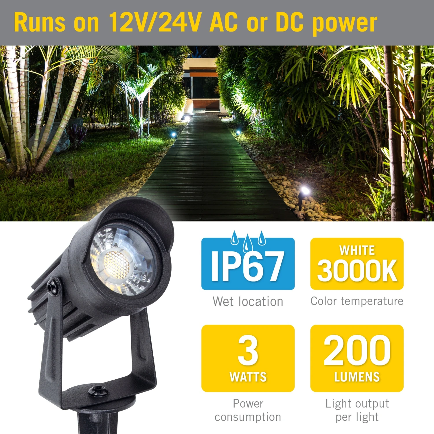 White LED Landscape Lights With Spike 9 White LED Landscape Lights With Spike - Image 9