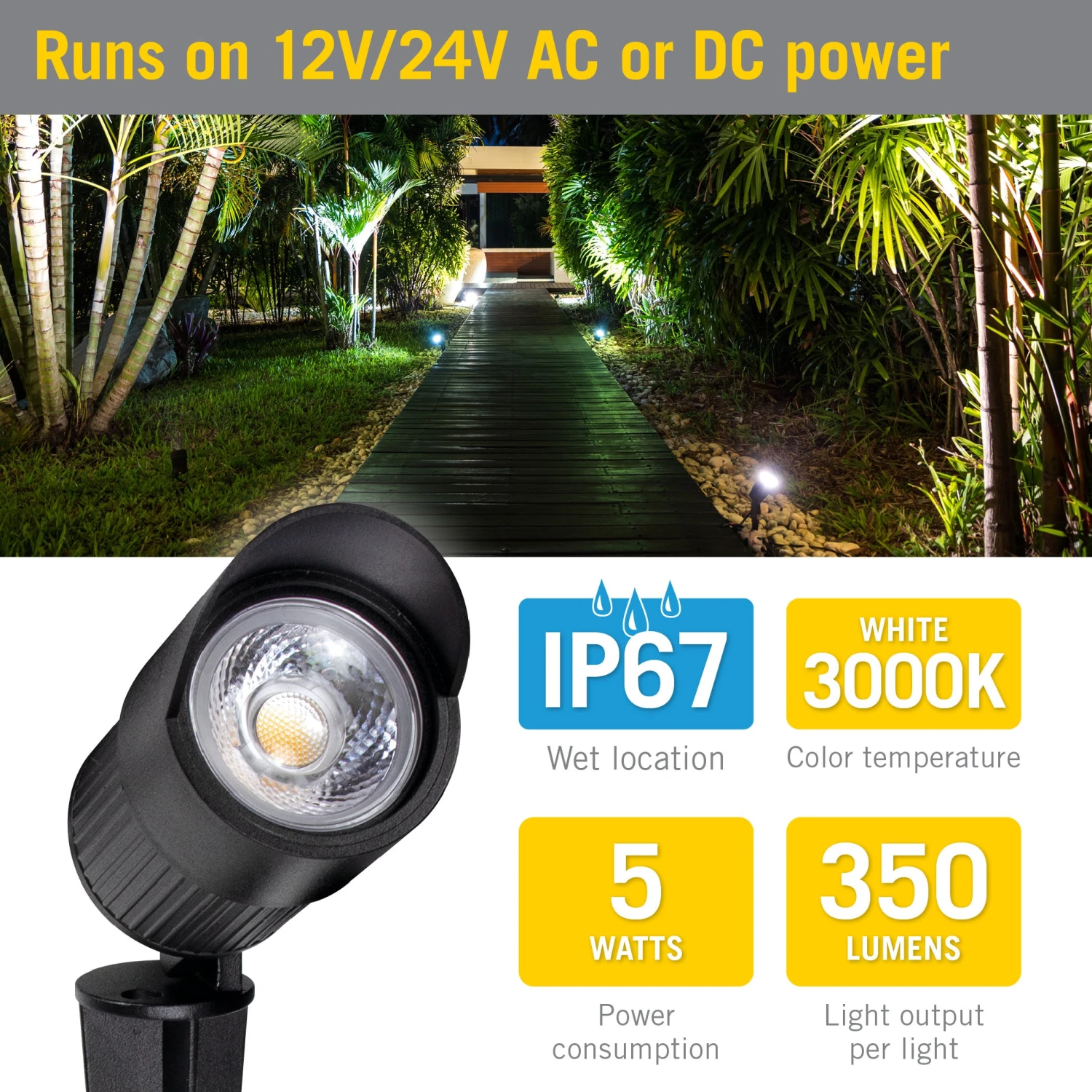 White LED Landscape Lights With Spike 5 White LED Landscape Lights With Spike - Image 5