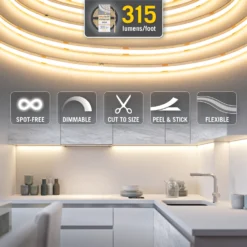 RibbonFlex Pro 24V White COB LED Strip Light Tape -Led accessories Shop white cob led 315lm 1 icons